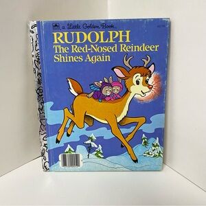 Vintage Rudolph The Red-Nosed Reindeer Shines Again - Little Golden Book Classic